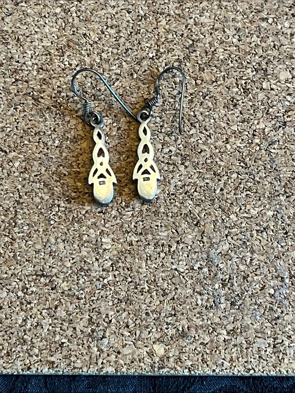 925 Silver Celtic Drop Earrings with Blue Opal Accent - Picture 2 of 2